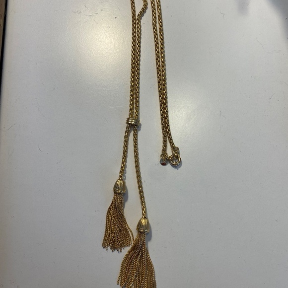 2 J Crew Necklaces- Graduated Rainbow Crystal and Lariat Tassel - Picture 8 of 10